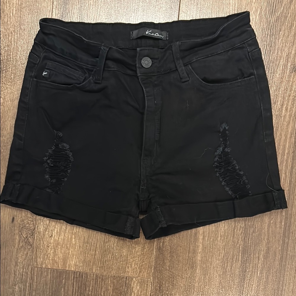Kancan Women's Black Distressed Shorts